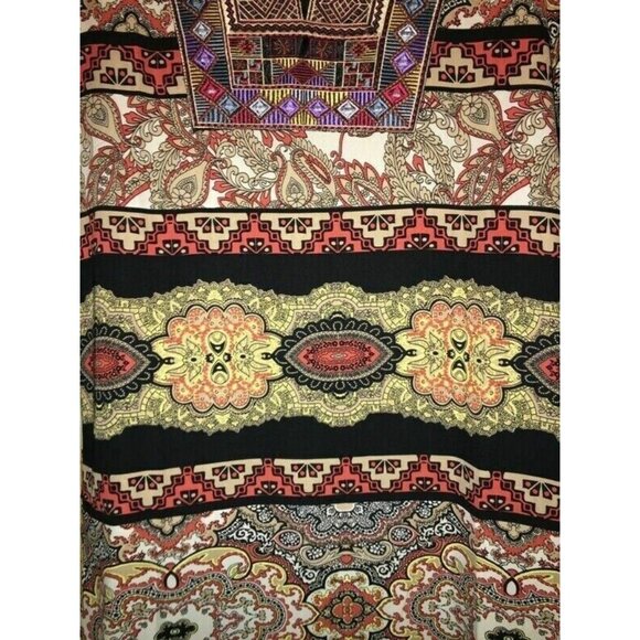 BOHO Hippie TUnic Top Aztec Geometric Festival Colorful  3/4 Sleeve Small NEW - Picture 5 of 7